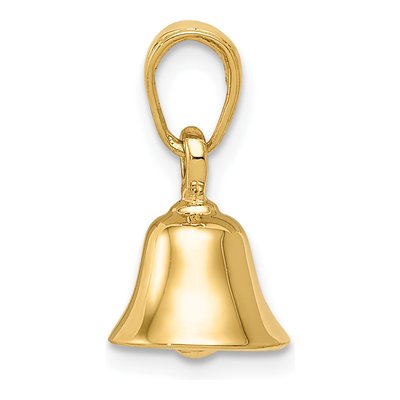 10K Yellow Gold 3-D Moveable Bell Pendant – view 3