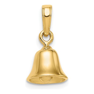 10K Yellow Gold 3-D Moveable Bell Pendant – view 4