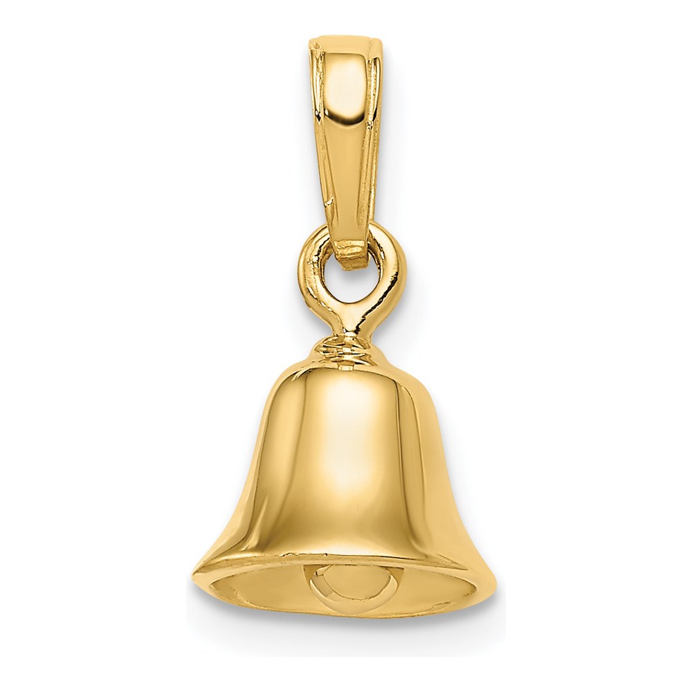 10K Yellow Gold 3-D Moveable Bell Pendant