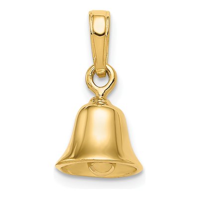 10K Yellow Gold 3-D Moveable Bell Pendant