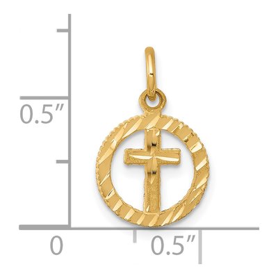 10K Yellow Gold Eternal Life Cross Circle Charm – view 4