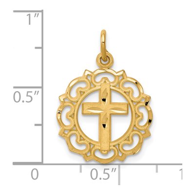10K Yellow Gold Eternal Life Cross Charm – view 4