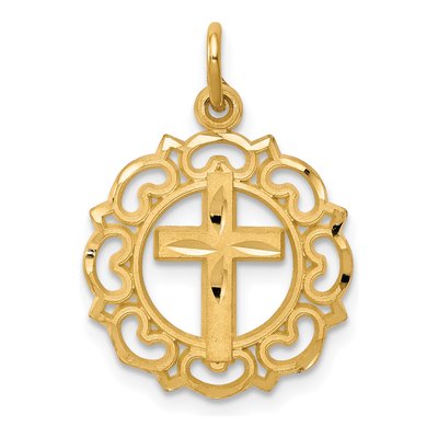 10K Yellow Gold Eternal Life Cross Charm