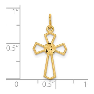 10K Yellow Gold Diamond-Cut Cross Charm – view 4