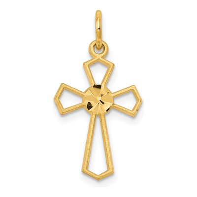 10K Yellow Gold Diamond-Cut Cross Charm