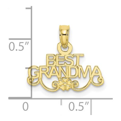 10K Yellow Gold Best Grandma Flower Pendant – view 5