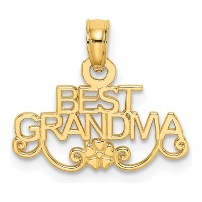 10K Yellow Gold Best Grandma Flower Pendant