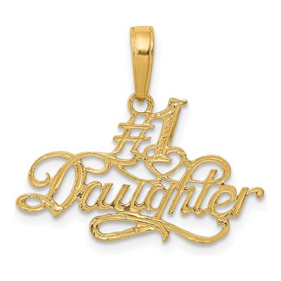 10K Yellow Gold Daughter Script Number 1 Pendant
