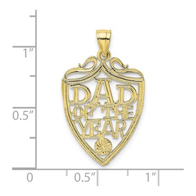 10K Yellow Gold Dad of Year Plaque Pendant – view 4