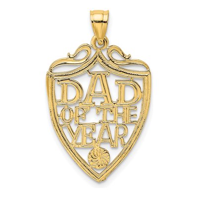 10K Yellow Gold Dad of Year Plaque Pendant