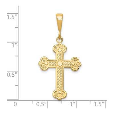 10K Yellow Gold Fancy Budded Cross Charm – view 4