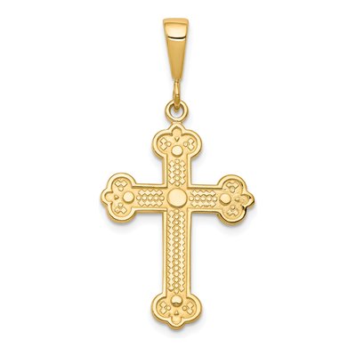 10K Yellow Gold Fancy Budded Cross Charm
