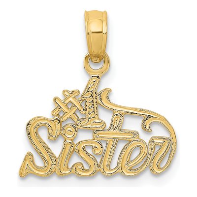 10K Yellow Gold Sister Number 1 Pendant