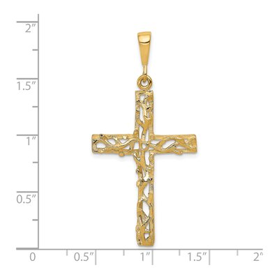 10K Yellow Gold Antiqued Vine Cross Pendant – view 4