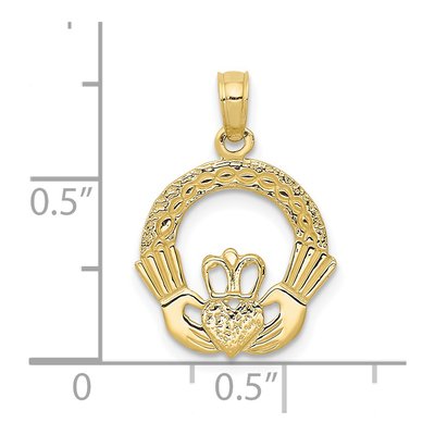 10K Yellow Gold Claddagh Pendant – view 4