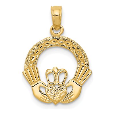 10K Yellow Gold Claddagh Pendant