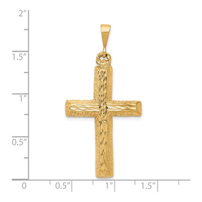 10K Yellow Gold Diamond-Cut Cross Pendant – view 4