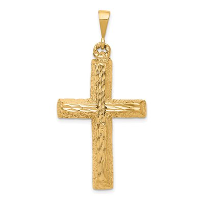 10K Yellow Gold Diamond-Cut Cross Pendant