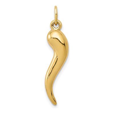 10K Yellow Gold 3D Horn Pendant