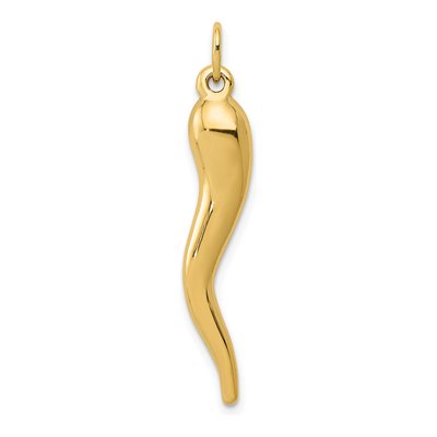 10K Yellow Gold 3-D Horn Pendant