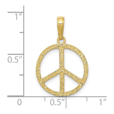 10K Yellow Gold Textured Peace Sign Pendant – view 4