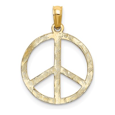 10K Yellow Gold Textured Peace Sign Pendant – view 5
