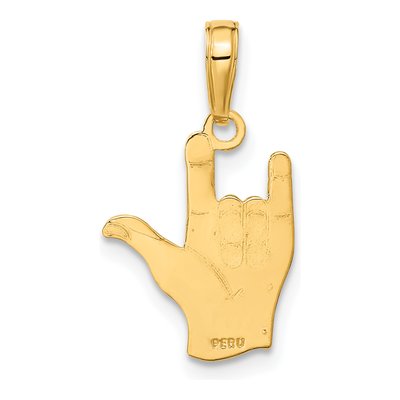 10K Yellow Gold I Love You Sign Language Pendant – view 4