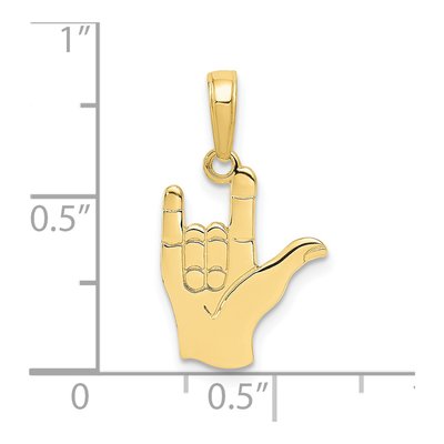 10K Yellow Gold I Love You Sign Language Pendant – view 5