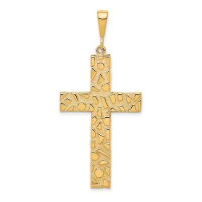 10K Yellow Gold Nugget Cross Pendant