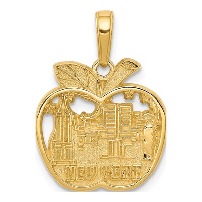 10K Yellow Gold NYC Skyline Apple Pendant
