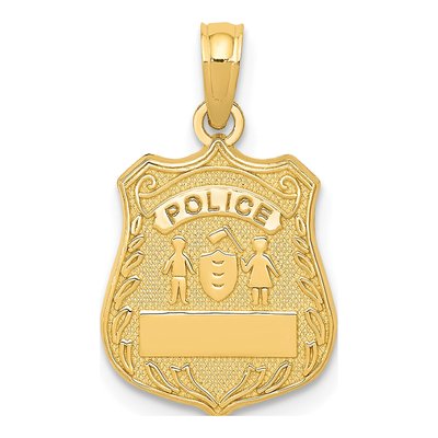10K Yellow Gold Police Badge Pendant