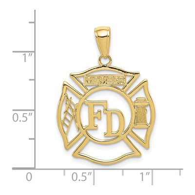 10K Yellow Gold FD Member Shield Pendant – view 4