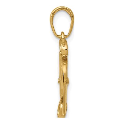 10K Yellow Gold 3D Moveable Scissors Pendant – view 3