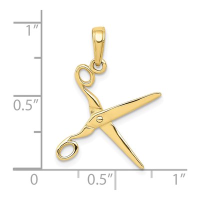 10K Yellow Gold 3D Moveable Scissors Pendant – view 4