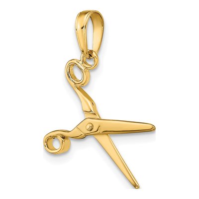 10K Yellow Gold 3D Moveable Scissors Pendant – view 6