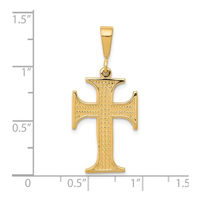 10K Yellow Gold Textured Cross Pendant – view 4