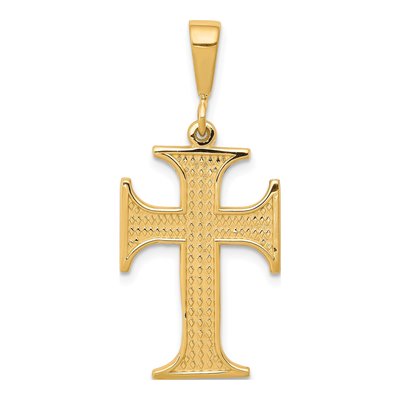 10K Yellow Gold Textured Cross Pendant