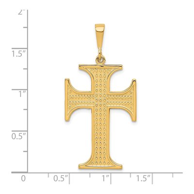 10K Yellow Gold Large Textured Cross Pendant – view 4