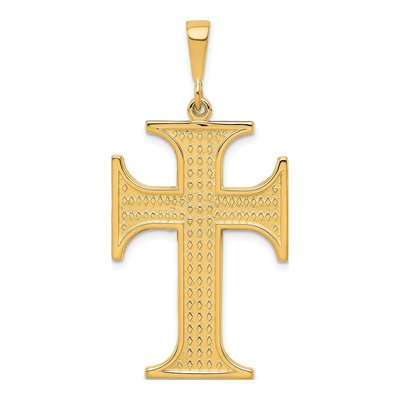 10K Yellow Gold Large Textured Cross Pendant