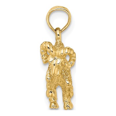 10K Yellow Gold 3D Aries Zodiac Pendant – view 3