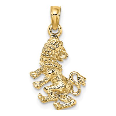 10K Yellow Gold 3-D Leo Zodiac Pendant – view 5