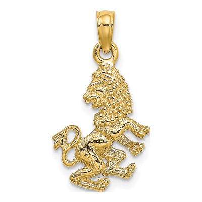 10K Yellow Gold 3-D Leo Zodiac Pendant