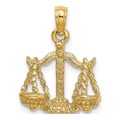 10K Yellow Gold 3-D Libra Zodiac Pendant