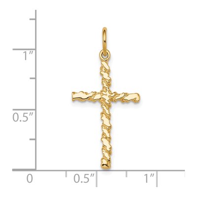 10K Yellow Gold Nugget Cross Pendant – view 4