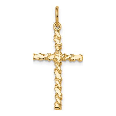 10K Yellow Gold Nugget Cross Pendant
