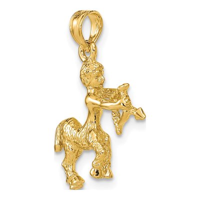10K Yellow Gold Sagittarius Zodiac Pendant – view 6