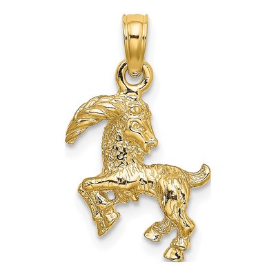 10K Yellow Gold 3-D Capricorn Zodiac Pendant