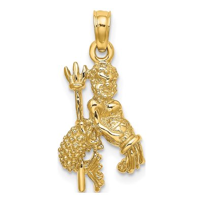 10K Yellow Gold 3-D Aquarius Zodiac Pendant