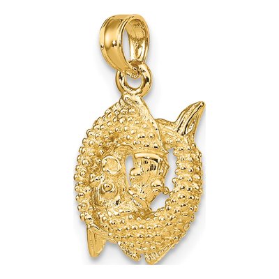10K Yellow Gold 3-D Pisces Zodiac Pendant – view 6