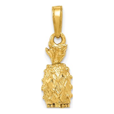 10K Yellow Gold 3-D Pineapple Pendant